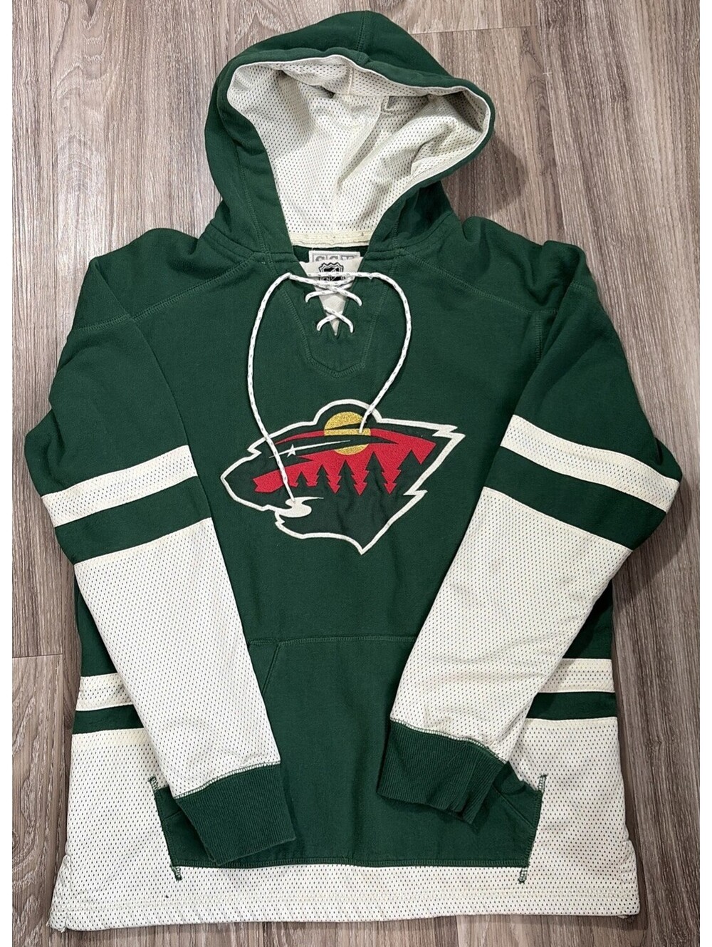 Minnesota Wild Sweatshirt Hoodie Men's Medium  Ccm Green Hockey Jersey !!!